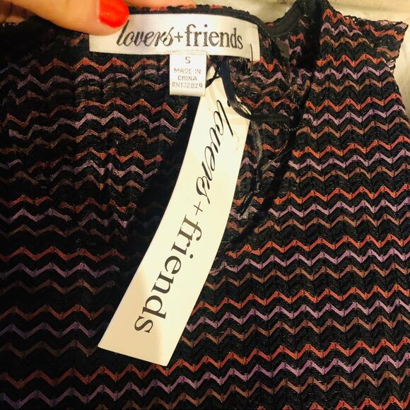 NEW LOVERS + FRIENDS REVOLVE Black Red Striped Open Back Mini Bodycon Dress S - Picture 7 of 10